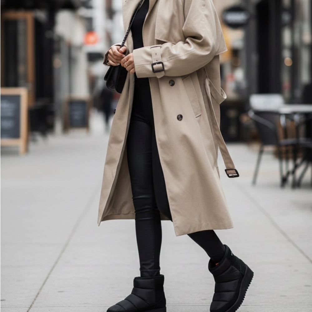 UGG Dry Tech Water Proof ankle Boots Moon Boots Platform Booties Black Size 7.5